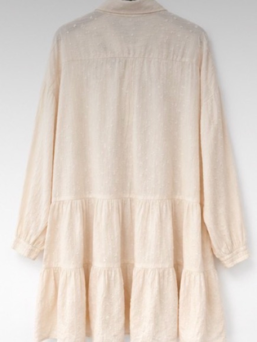 NWT By Together Cream Swiss Dot Tiered Button Down Mini Dress M - Picture 4 of 6